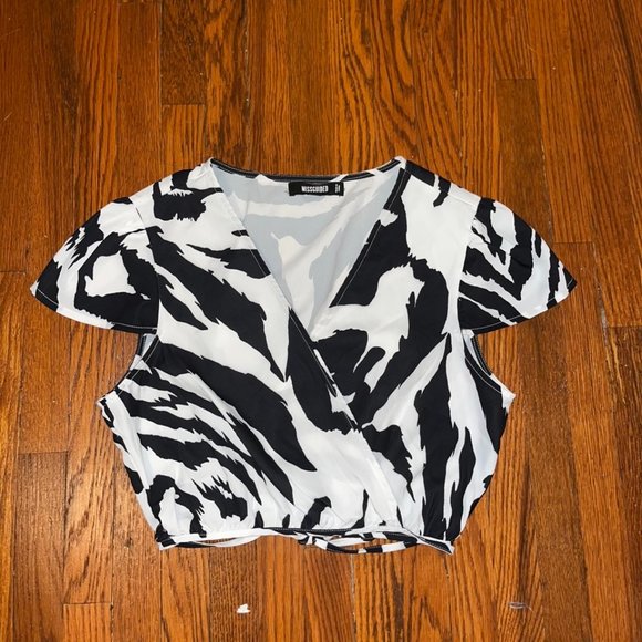 Zebra Wrap Top - Picture 1 of 3